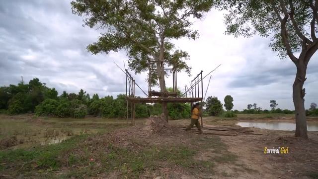 Survival Girl Camping Living Alone Can Build The Most Wood Tree House with Kitchen by Ancient Skill смотреть онлайн