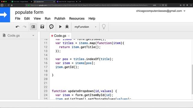 Google Forms - Drop Down List from Spreadsheet Using Apps Script смотреть онлайн