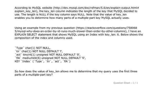 MySQL : Understanding MySQL key_len in Explain Statement смотреть онлайн