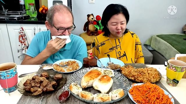 МУКБАНГ ШАШЛЫК Из ШЕЙКИ, Узбекский ПЛОВ, МОРКОВКА По КОРЕЙСКИ, Кочуджан, Фаршированные КАЛЬМАРЫ! смотреть онлайн