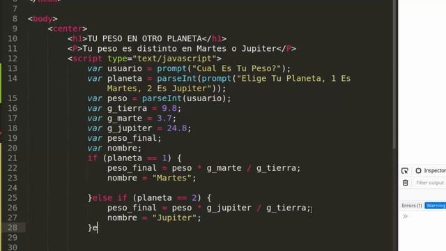 HTML, Javascript (condicionales, Prompt) смотреть онлайн