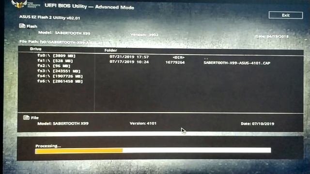 Asus X99 Sabertooth BIOS 4101 Update Procedure