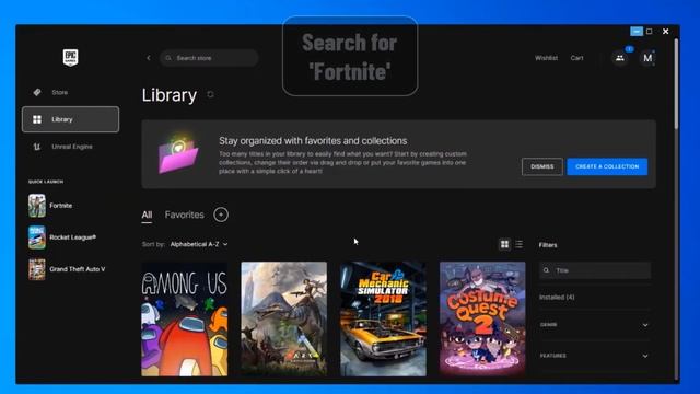 How To UnInstall Fortnite On Epic Games Launcher Library