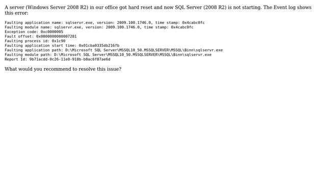 DevOps & SysAdmins: SQL Server not starting after hard reset смотреть онлайн