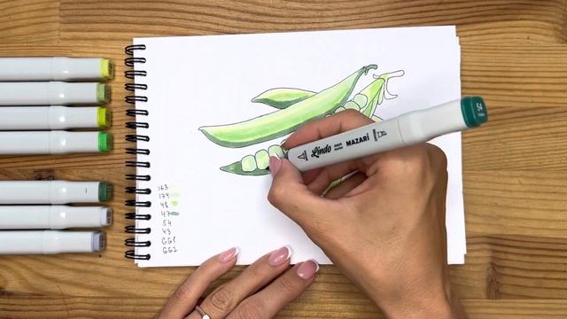 Как нарисовать горох карандашом и скетч маркерами | Рисунок для детей, поэтапно и легко смотреть онлайн