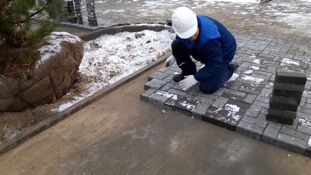 Укладка брусчатки зимой 2017 смотреть онлайн