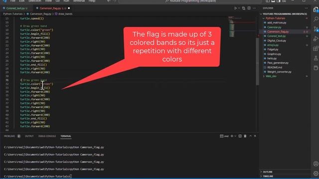 Drawing the Cameroon Flag with Python смотреть онлайн