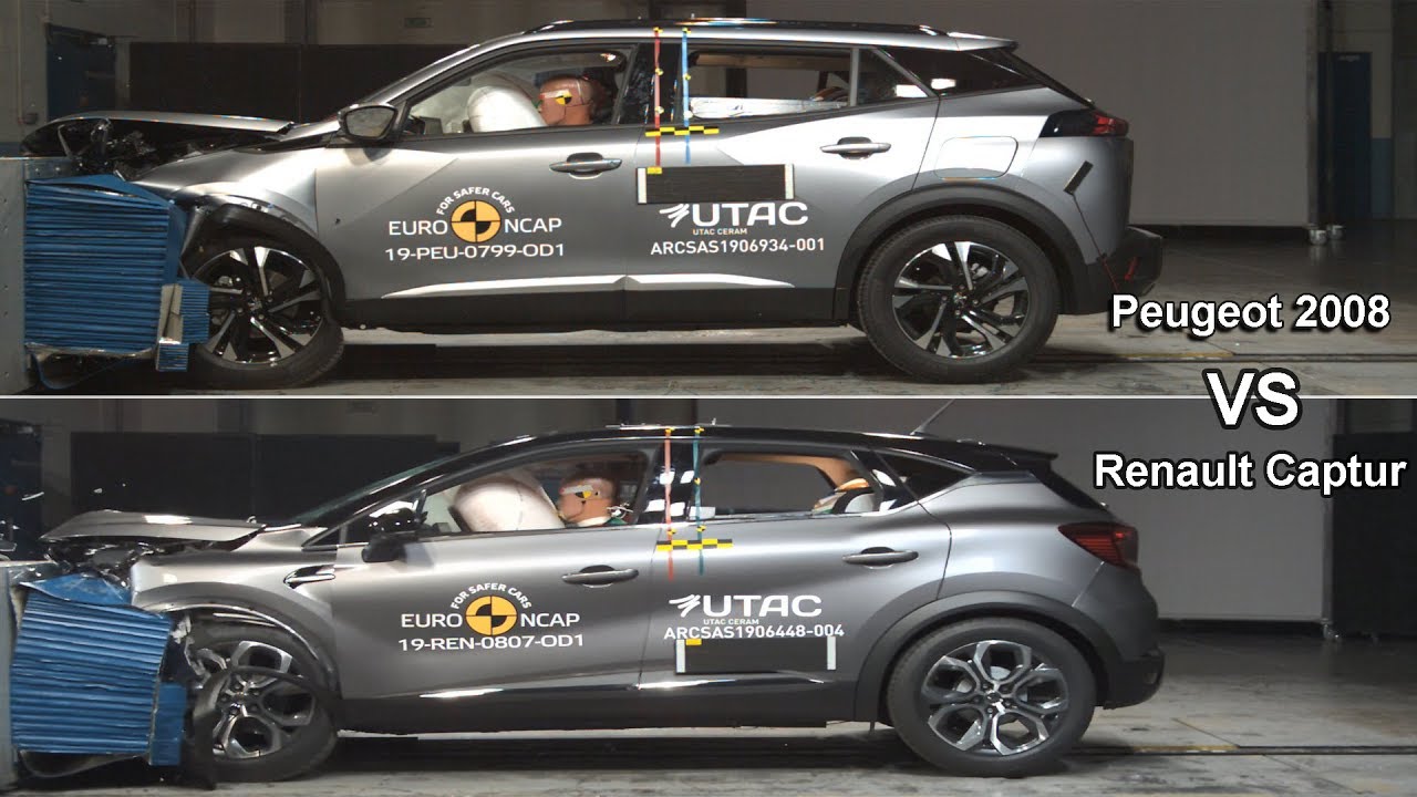 Peugeot VS Renault Captur - краш-тест - Французская автомобильная безопасность. смотреть онлайн
