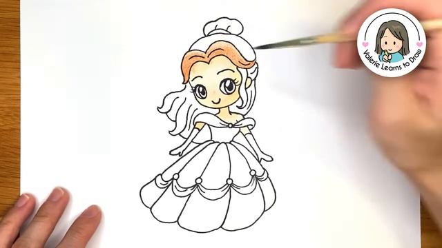 How to Draw a cute Princess Belle (step by step) смотреть онлайн