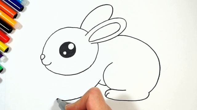 Как нарисовать зайца. Простой рисунок кролика для детей.How to draw a hare. Simple drawing. смотреть онлайн