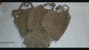 Как связать мочалку из джута с вытянутыми петлями.