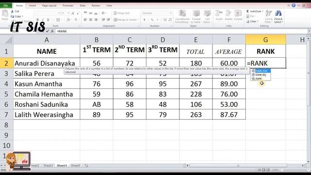 EXCEL RANK | MS excel Sinhala | Sinhala tutorial | 2020 | Excel for beginner (clear explanation) смотреть онлайн