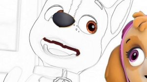 Раскрашиваем Гончик и Скай из мультика Щенячий Патруль PAW Patrol Волшебная Раскраска для детей