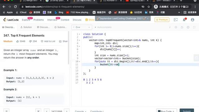 Leetcode#347. Top K Frequent Elements /Bucket sort version смотреть онлайн