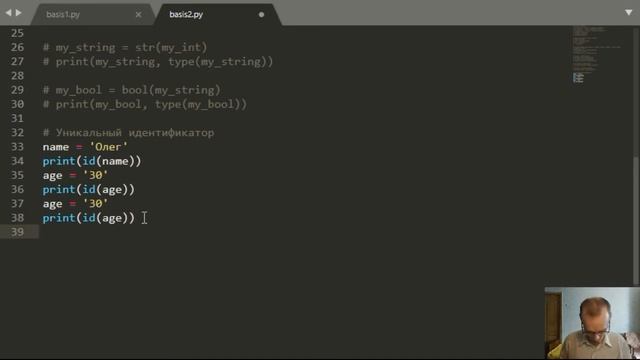 Уникальный идентификатор значения переменной в Python смотреть онлайн