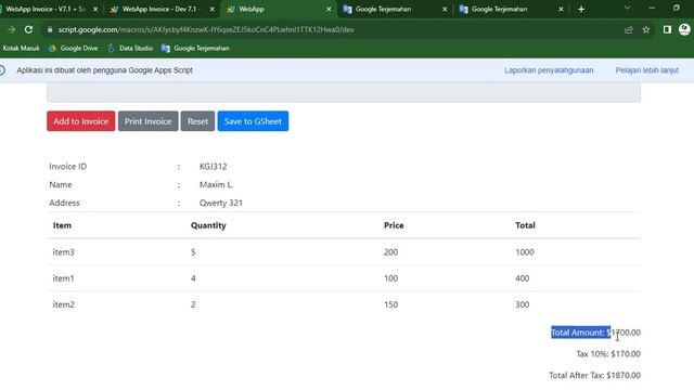 WebApp Apps Script - INVOICE | Dynamic Input | Save to Google Sheet | Add Total After Tax (Member) смотреть онлайн