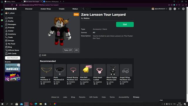 Новая бесплатная подвеска Зары Ларссон в роблокс / Бесплатные вещи в роблокс