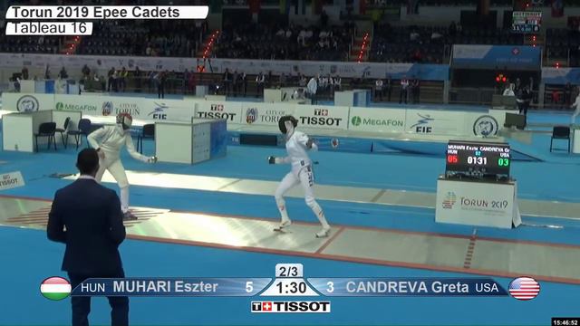 2019 235 T16 07 F E Individual Cadet Torun POL WCH RED CANDREVA USA vs MUHARI HUN смотреть онлайн