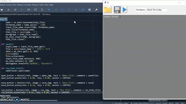 Darsh Garg / Project - 162 (Html IDE - 3) / WhiteHat Jr / Python Coding / Spyder смотреть онлайн