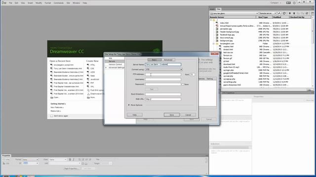 Getting Started with Dreamweaver CC - Part 1 - Site Setup, FTP, Connecting to Server смотреть онлайн
