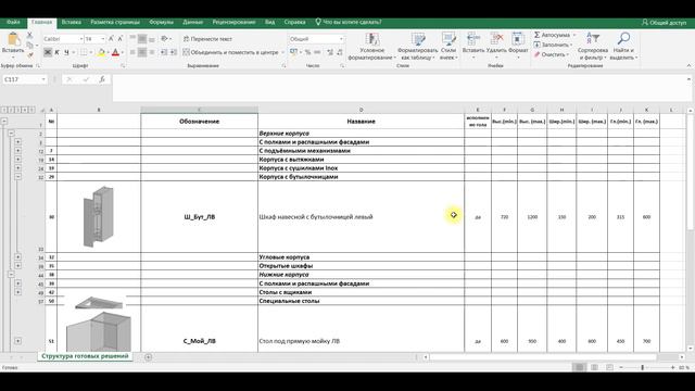 4 Библиотека, список модулей кухни