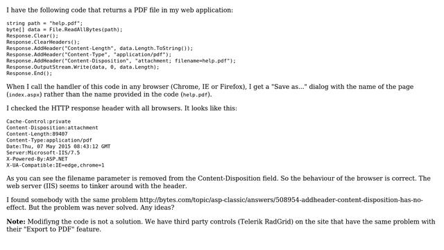 DevOps & SysAdmins: IIS 7 removes Content-Disposition filename for Content-Type application/pdf смотреть онлайн