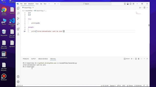 lesson16|Exception handling in python|Try and except block.#programming #coding #exceptionhandling смотреть онлайн