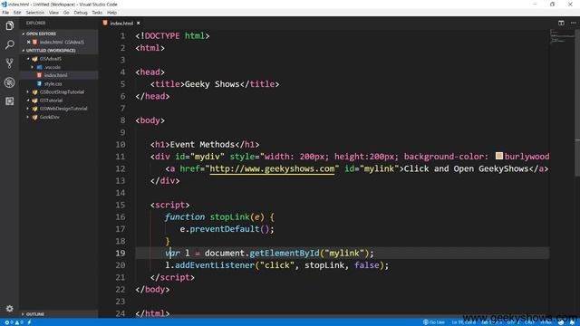 How to prevent Element default behavior in JavaScript (Hindi) смотреть онлайн