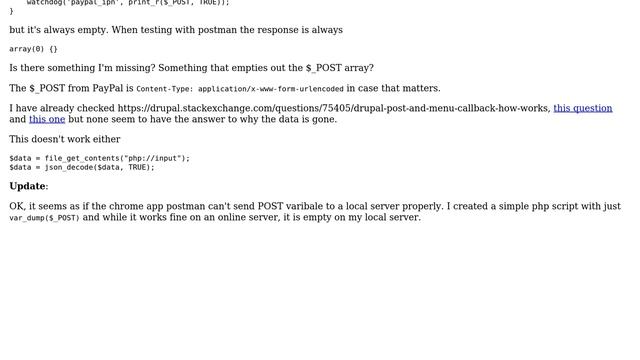 Drupal: $_POST empty in custom callback смотреть онлайн