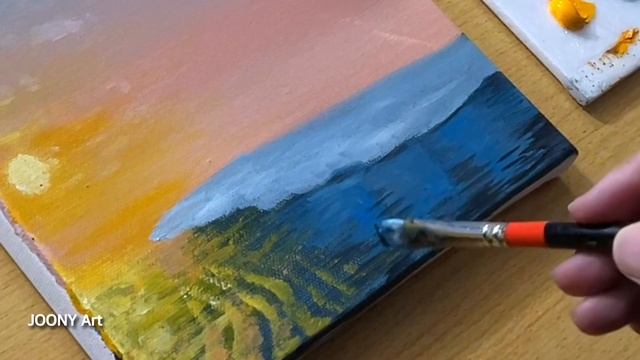 How to Draw the Sunrise Winter Scenery / Acrylic Painting for Beginners смотреть онлайн