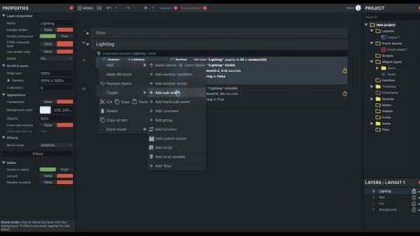 Делаем молнию и гром в игре | Construct 3 | Разработка игр