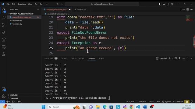 Python | Conditional Statements | Loops | Exception Handling смотреть онлайн
