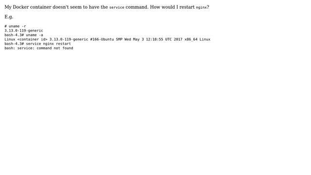 Restarting nginx in a Docker container смотреть онлайн