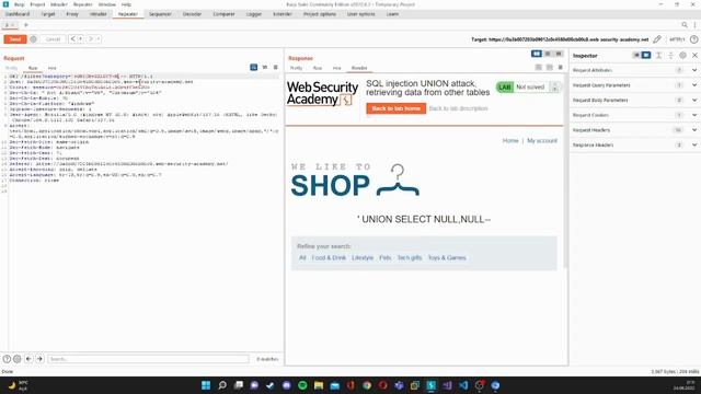 SQL Injection - Lab #5 SQL injection UNION attack, retrieving data from other tables смотреть онлайн