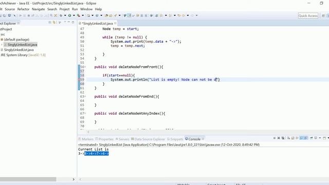 Java Program to Delete Node From Front in List смотреть онлайн