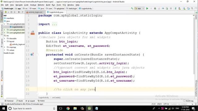 Static Login Android Studio смотреть онлайн