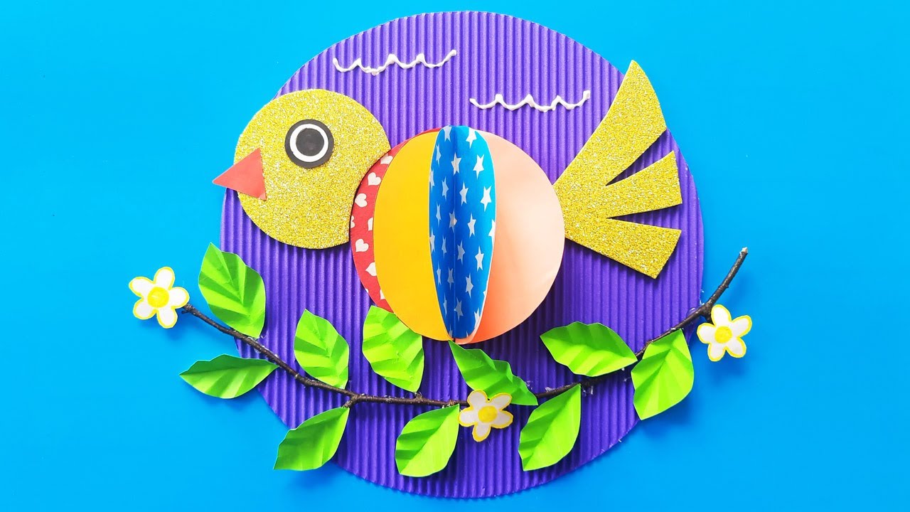 Поделка птица из цветной бумаги и фоамирана/ Поделка ко Дню Птиц своими руками смотреть онлайн