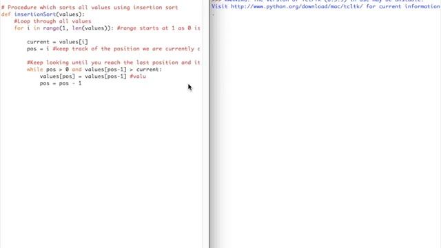 Insertion Sort in Python смотреть онлайн