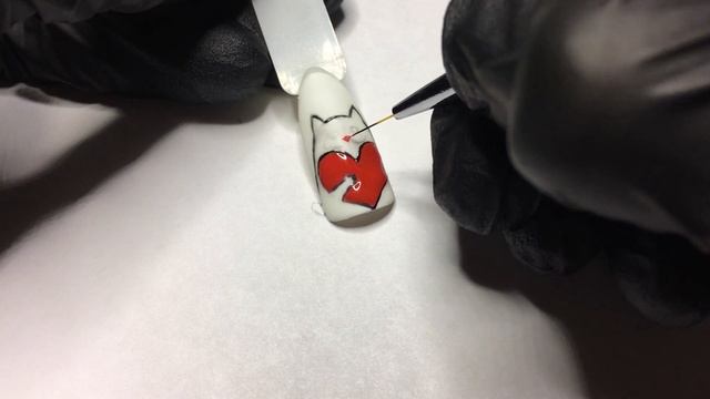 Рисуем кота с сердечками на ногтях | Маникюр ко Дню Святого Валентина | Дизайн ногтей #23 смотреть онлайн