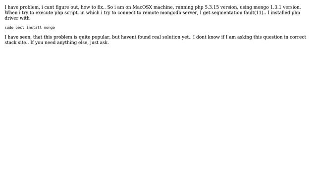 DevOps & SysAdmins: mongodb segmentation fault(11) macosx смотреть онлайн