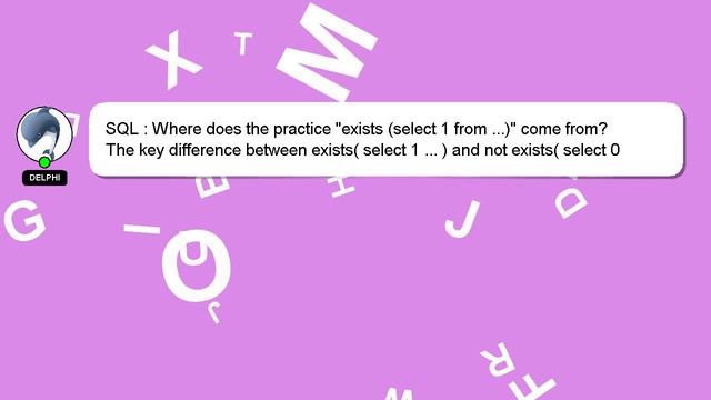 SQL : Where does the practice "exists (select 1 from ...)" come from? смотреть онлайн
