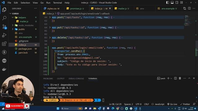 Envío de emails en Node JS usando Nodemailer y Outlook смотреть онлайн