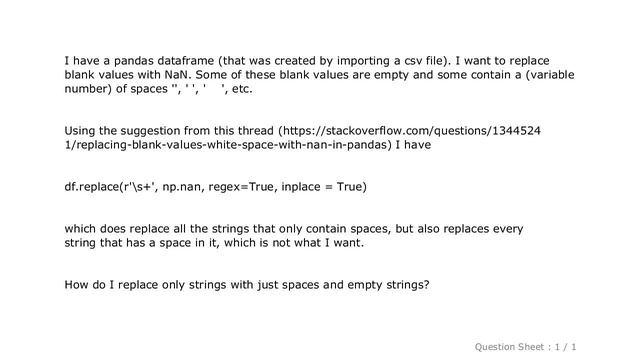 Pandas : replacing empty strings with NaN in Pandas смотреть онлайн