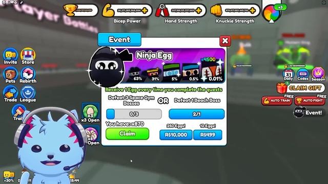 I Unlocked Nuclear Bunker & Opening 1000 Event Ninja Eggs! Roblox Arm Wrestle Simulator смотреть онлайн