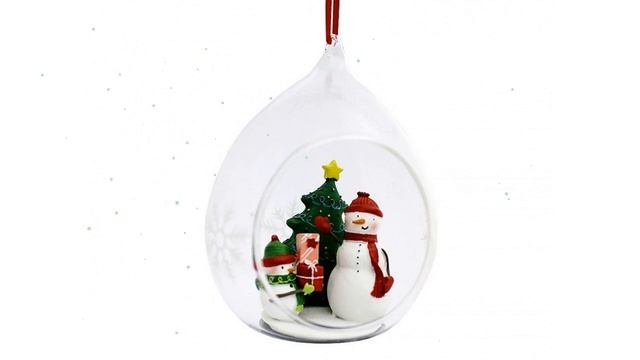 Стеклянная колба-подвеска с композицией СНЕГОВИКИ, 8х7х11 см (Crystal Deco) обзор GO1504 смотреть онлайн