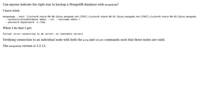 Databases: Backing up a MongoDB cluster with mongodump? (2 Solutions!!) смотреть онлайн