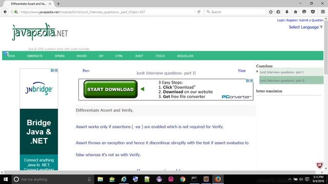 Differentiate Assert and Verify.
- javapedia.net смотреть онлайн
