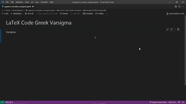 Jupyter Notebook | Markdown | LaTeX | How to Show Greek Varsigma Using LaTeX Code смотреть онлайн