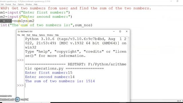 #pythonprogramming #IP class XI Finding sum of two numbers| Input() function in python. смотреть онлайн