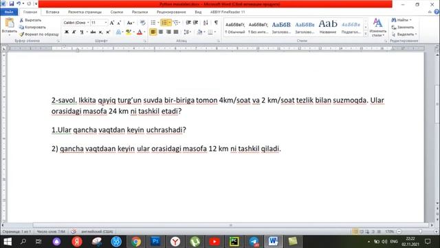 Pythonda Masala Yechish #1